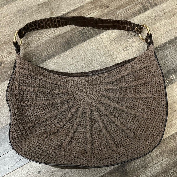 St. John Handbags - St. John Brown Sunburst Crochet Hobo Bag